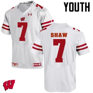 Youth Wisconsin Badgers NCAA #7 Bradrick Shaw White Authentic Under Armour Stitched College Football Jersey QB31D85IC